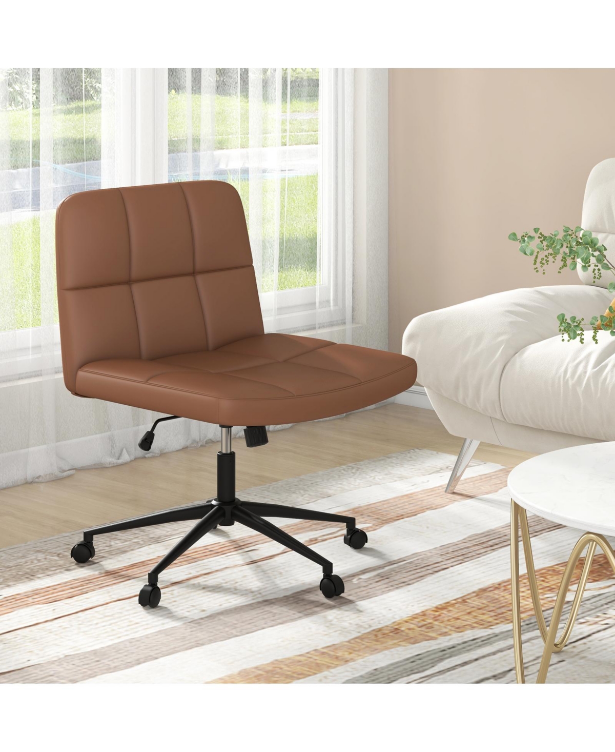 Stylish Rolling Office Chair Without Arms, Ideal for Small Home Workspaces