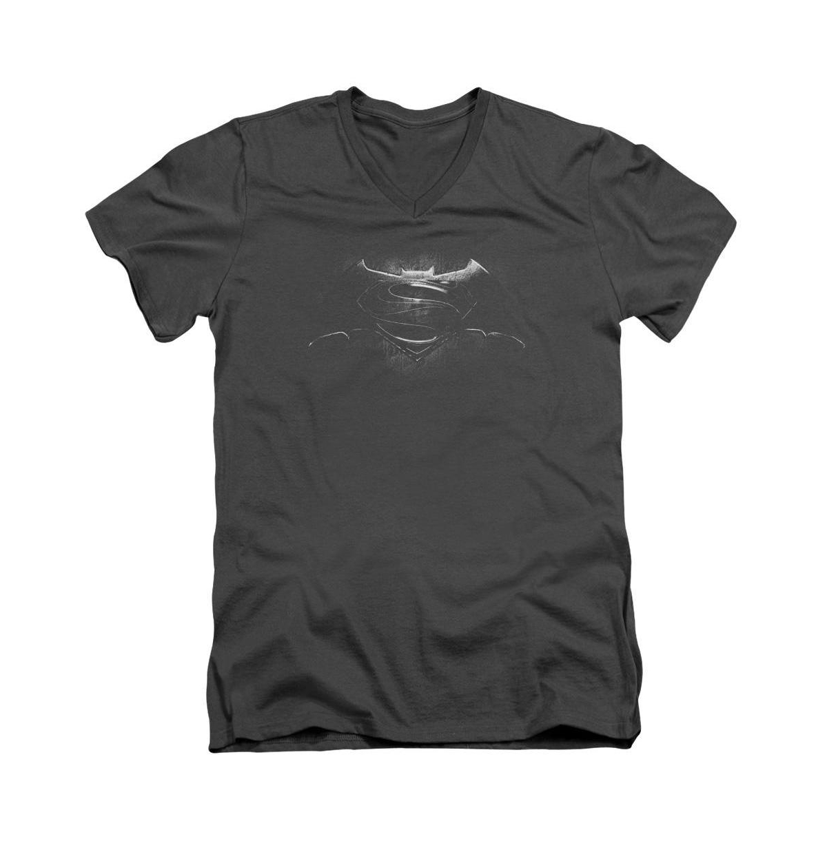 Mens Bw Logo Short Sleeve Adult V Neck Premium Cotton Tee / T-Shirt - Charcoal