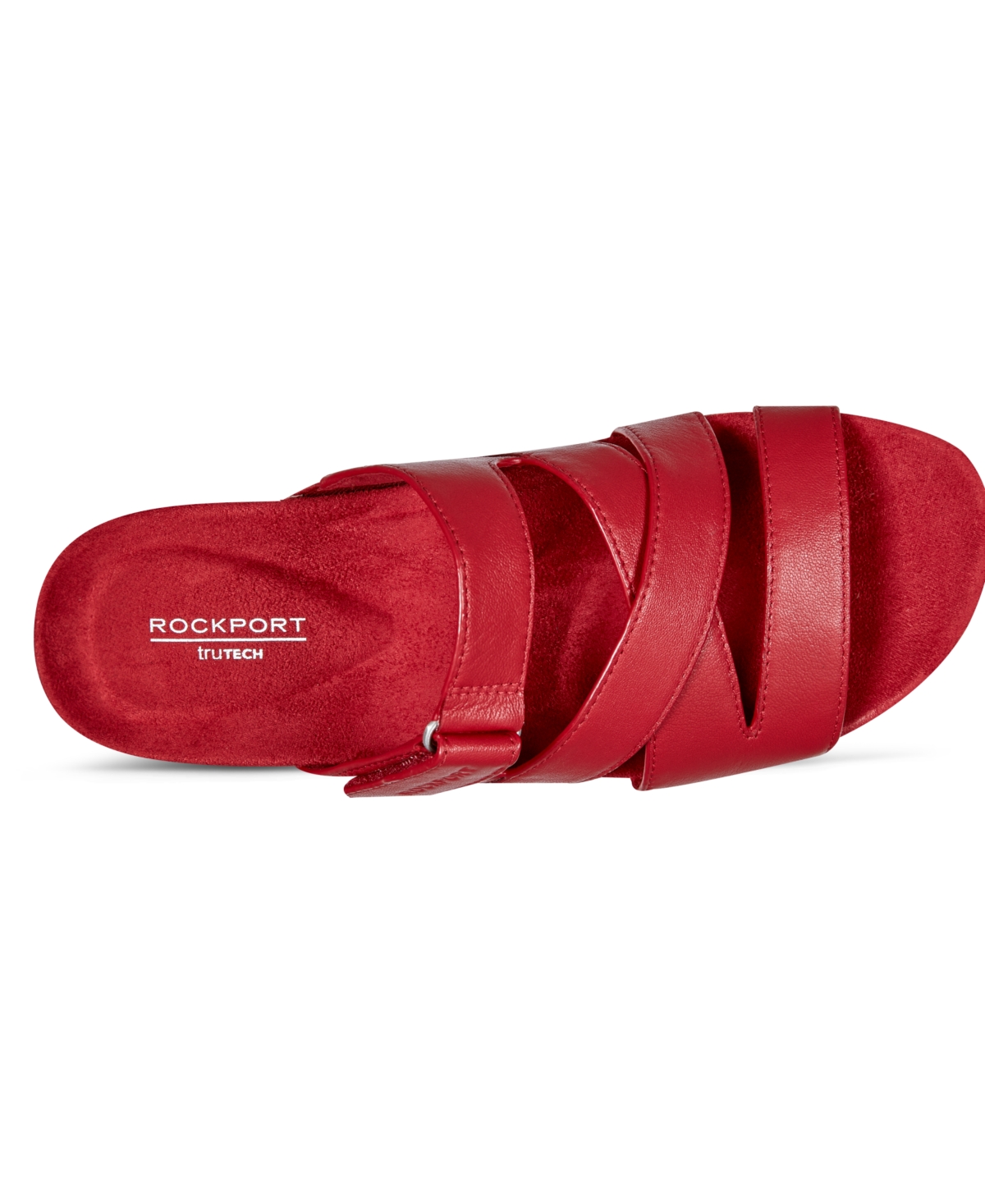 Shop Rockport Women's Qwyn Slip-on Strappy Casual Wedge Sandals In Red Leather