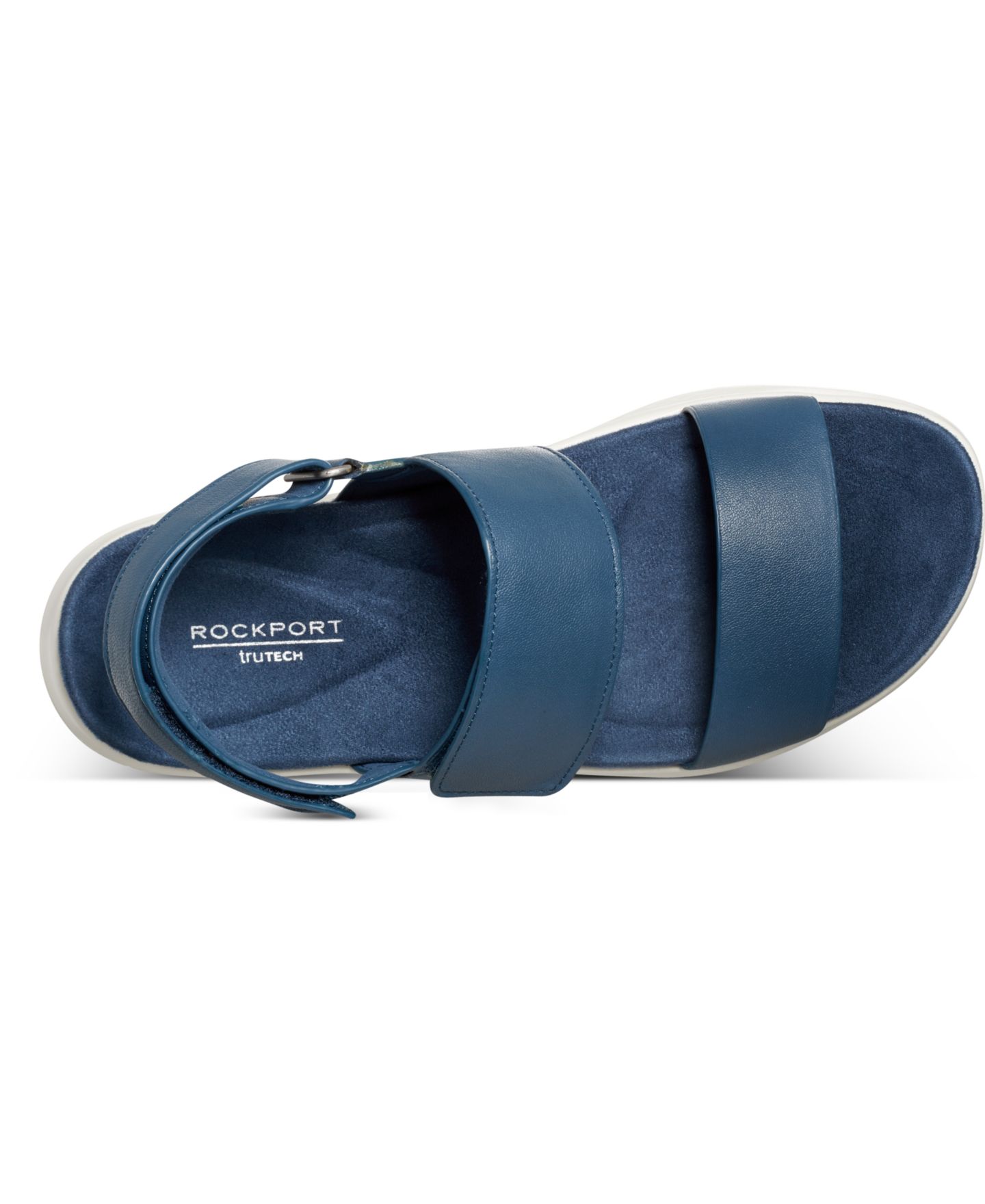 Женские сандалии Rockport Qwera Open Toe Strappy Casual Wedge, цвет: Синий кожаный — фото 4