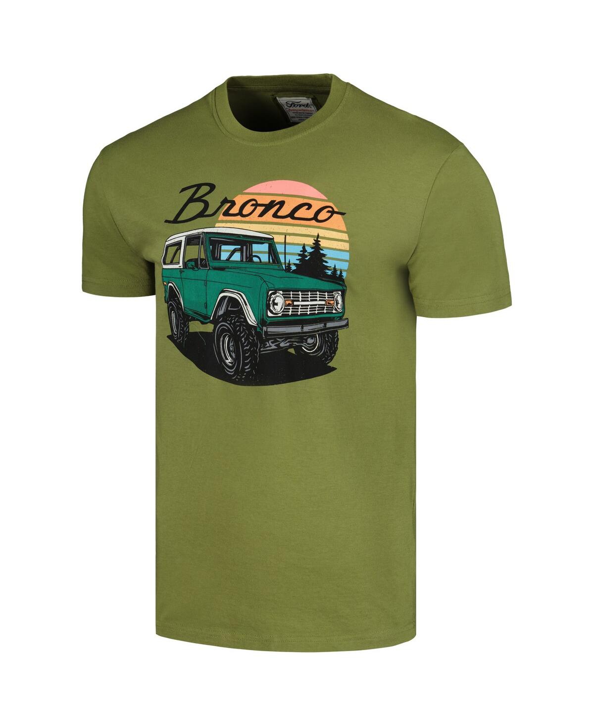 AMERICAN NEEDLE MEN'S OLIVE BRONCO BRASS TACKS T-SHIRT 