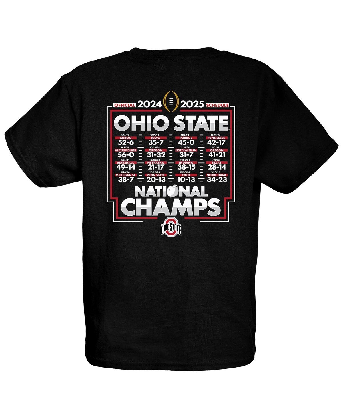 Blue 84 Big Boys And Girls Black Ohio State Buckeyes College Football Playoff 2024 National Champions Schedu In Black