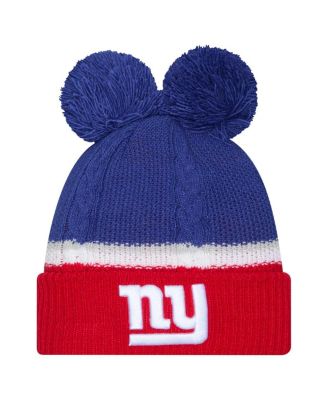 New Era - Women's Royal New York Giants Double Bubble Cuffed Knit Hat with Poms