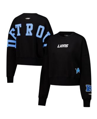 Pro Standard - Women's Black Detroit Lions Wingspan Boxy Cropped Pullover Sweatshirt