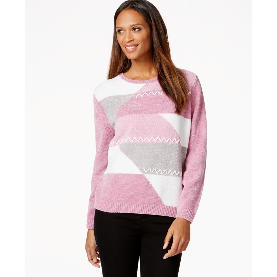 Alfred Dunner Long Sleeve Patterned Sweater