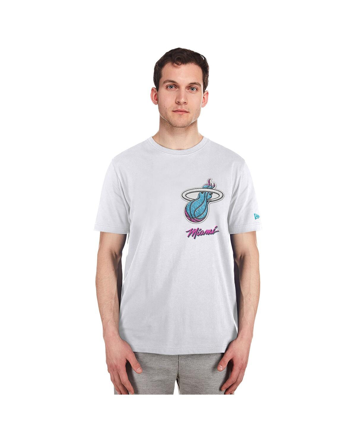 NEW ERA MEN'S WHITE MIAMI HEAT 2024/25 CITY EDITION CHENILLE HEAVYWEIGHT T-SHIRT 