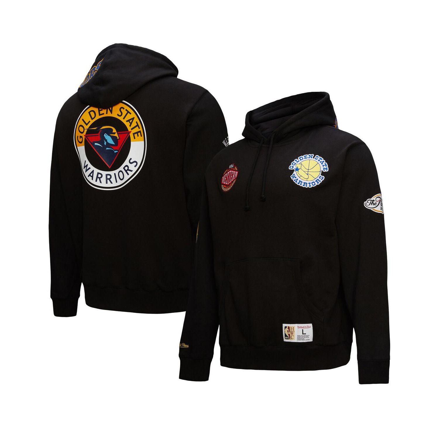 Men's Black Golden State Warriors Hardwood Classics Blackout Collection Pullover Hoodie