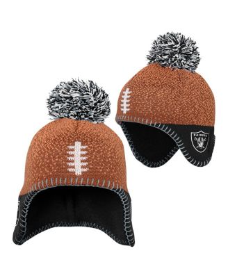 Baby Boys and Girls Brown Las Vegas Raiders Football Head Knit Hat with Pom