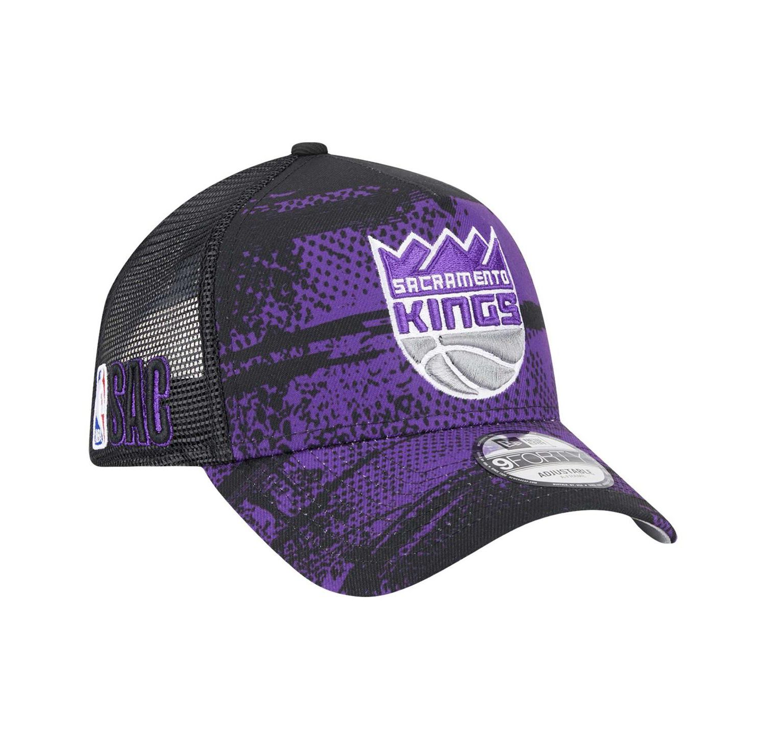 Men's Black/Purple Sacramento Kings Tip Off A-Frame Trucker 9FORTY Adjustable Hat