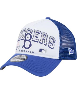 New Era - Men's White Los Angeles Dodgers Retro Wordmark 9FORTY A-Frame Trucker Adjustable Hat