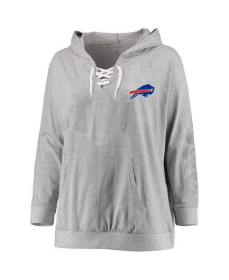 Fanatics - Women's Heather Gray Buffalo Bills Plus Size Lace-up Pullover Hoodie