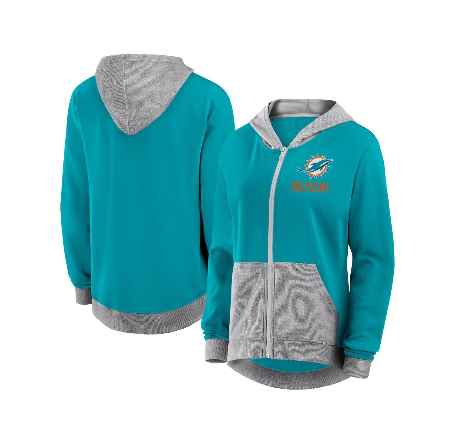 Women's Aqua Miami Dolphins Hit It Full-Zip Hoodie