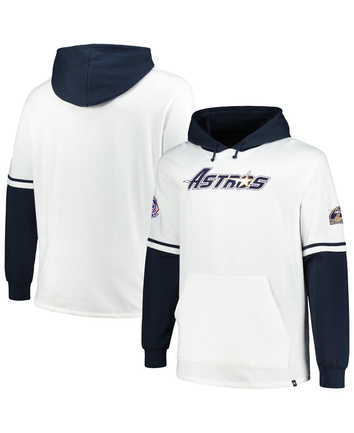 Men's White/Navy Houston Astros Big Tall Trifecta Shortstop Pullover Hoodie - White, Navy