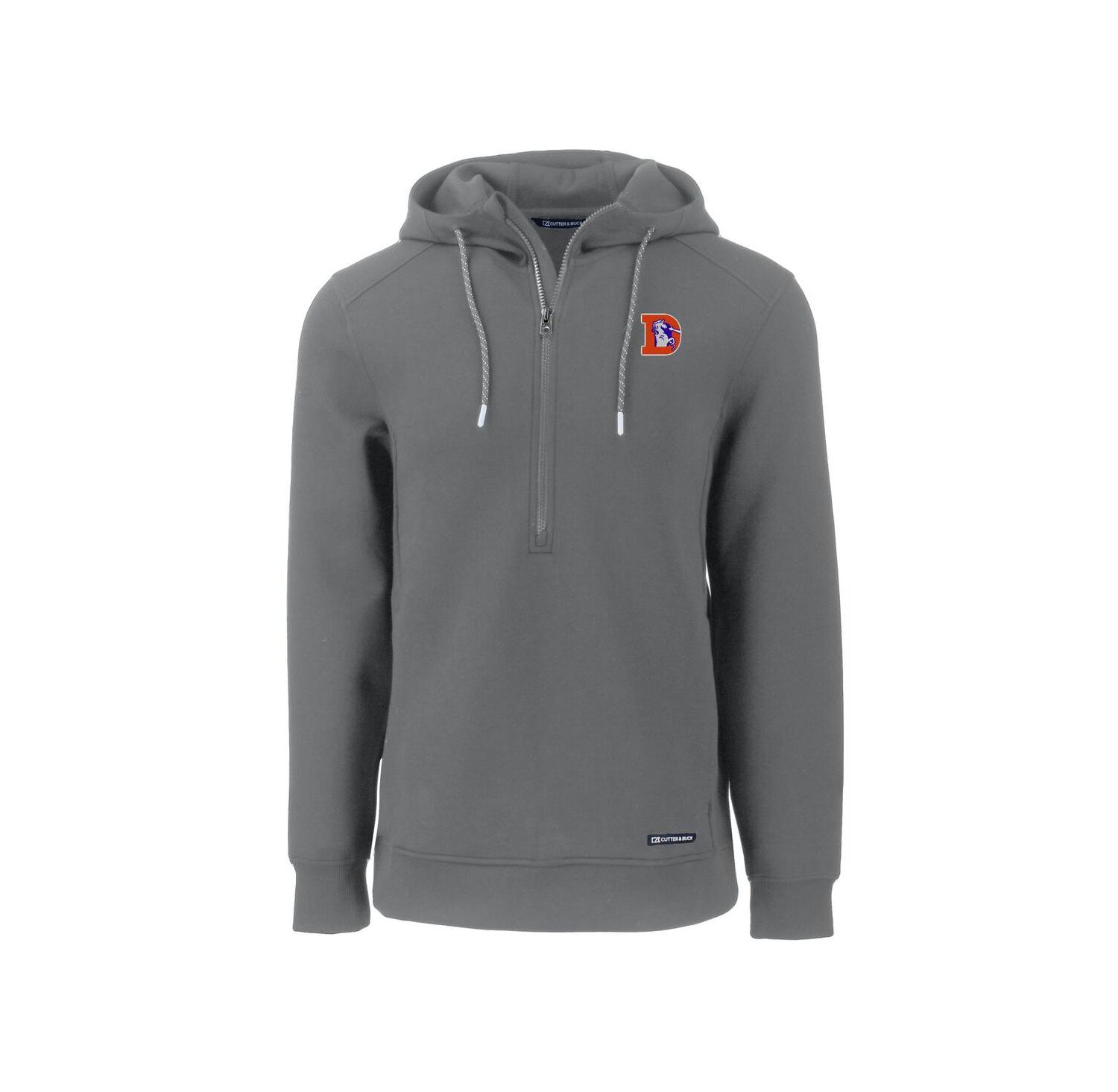 Men's Gray Denver Broncos Throwback Roam Eco Half-Zip Pullover Hoodie