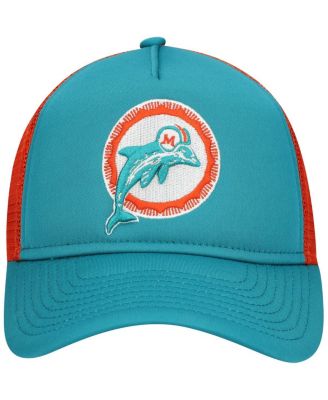 Big Boys and Girls Aqua Miami Dolphins A-Frame 9FORTY Trucker Adjustable Hat
