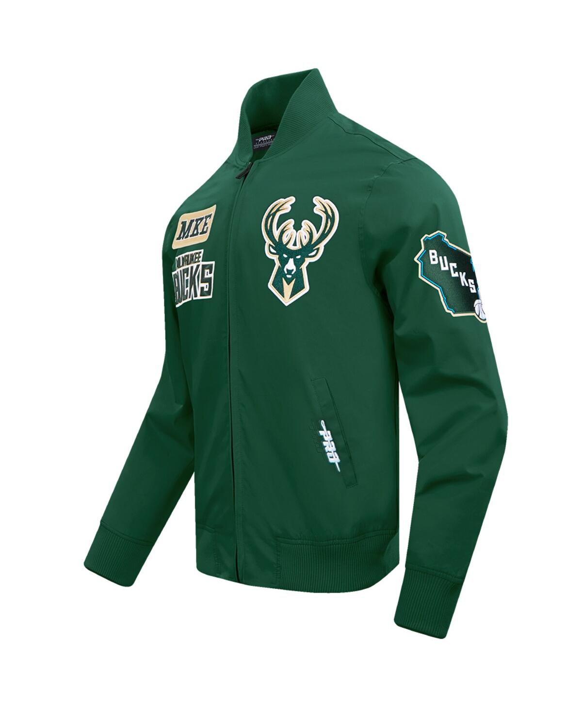 Pro Standard Men's Hunter Green Milwaukee Bucks Area Code Twill Full-zip Jacket In Hunter Green