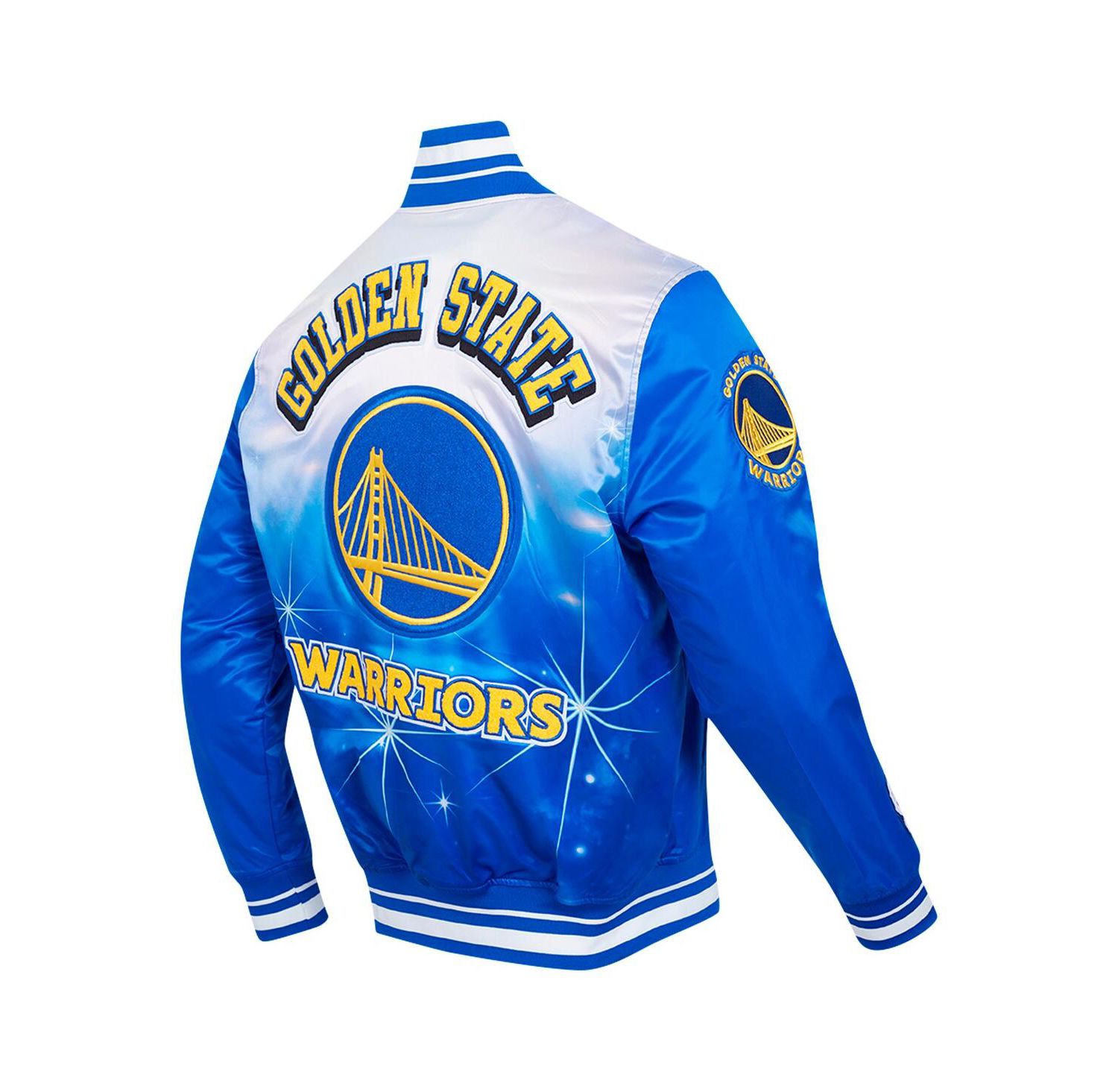 Men's Royal Golden State Warriors Sublimated Satin Full-Snap Jacket