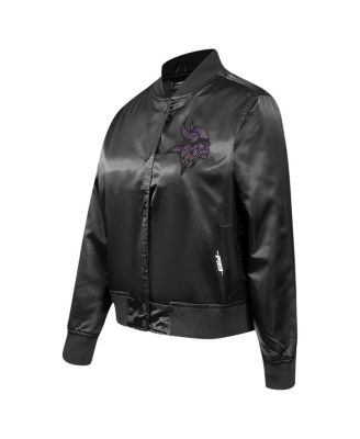 Women's Black Minnesota Vikings Jeweled Satin Full-Snap Jacket