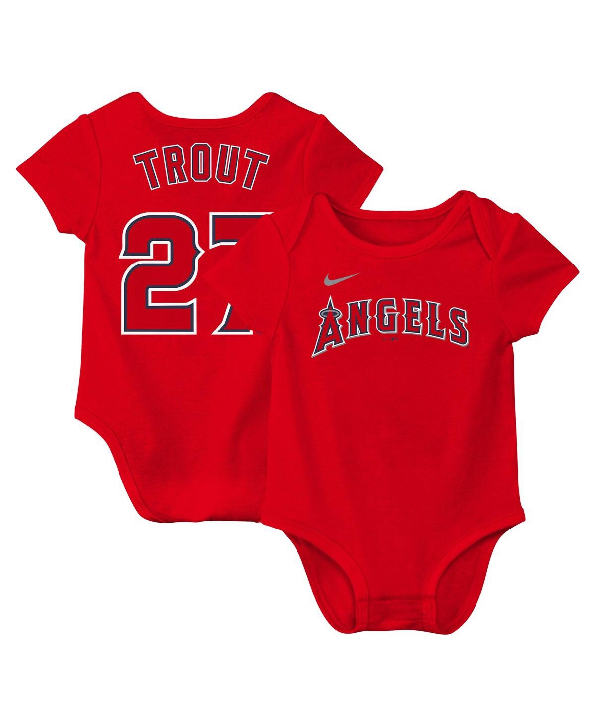 Nike Baby Boys And Girls Mike Trout Red Los Angeles Angels Fuse Name Number Bodysuit