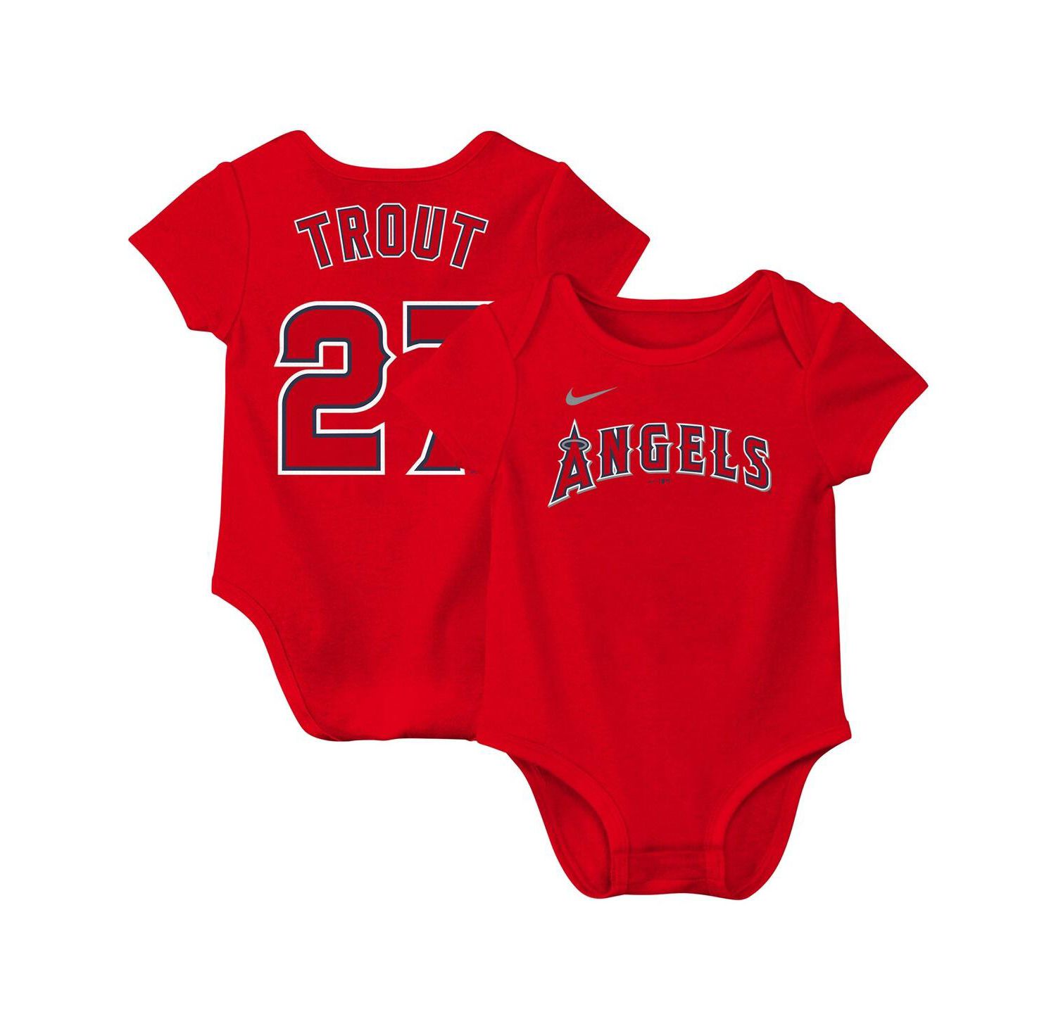 Baby Boys and Girls Mike Trout Red Los Angeles Angels Fuse Name & Number Bodysuit