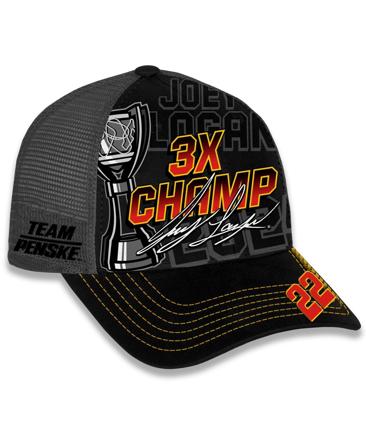 Team Penske Men's Checkered Flag Sports Black Joey Logano 2024 Nascar Cup Series Champion Trophy Adjustable Hat In Black
