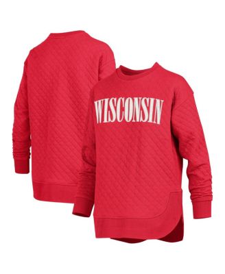 Pressbox - Women's Red Wisconsin Badgers Quilted Long Sleeve Pullover Sweatshirt