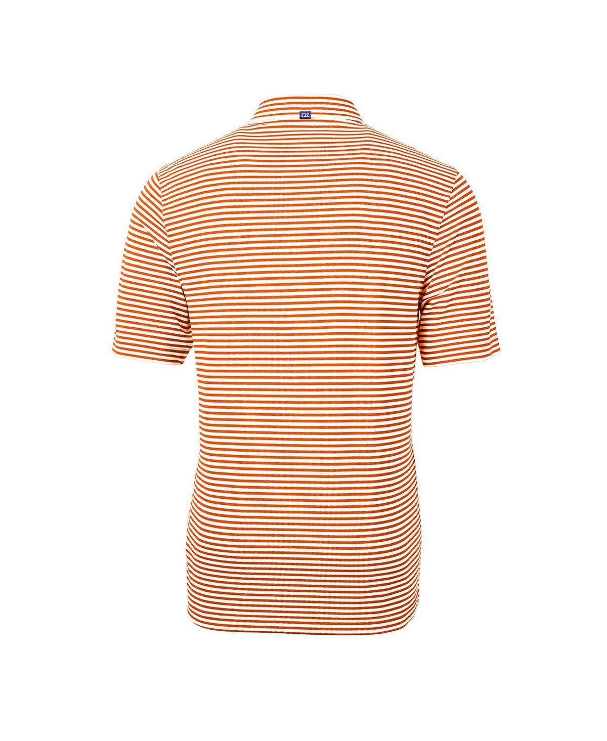 Cutter & Buck Men's Orange Auburn Tigers Big Tall Team Logo Virtue Eco Pique Stripe Polo In Orange