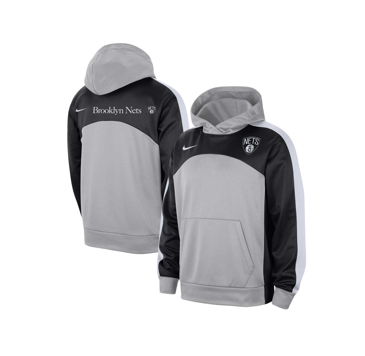 Men's Silver/Black Brooklyn Nets Authentic Starting Five Force Performance Pullover Hoodie