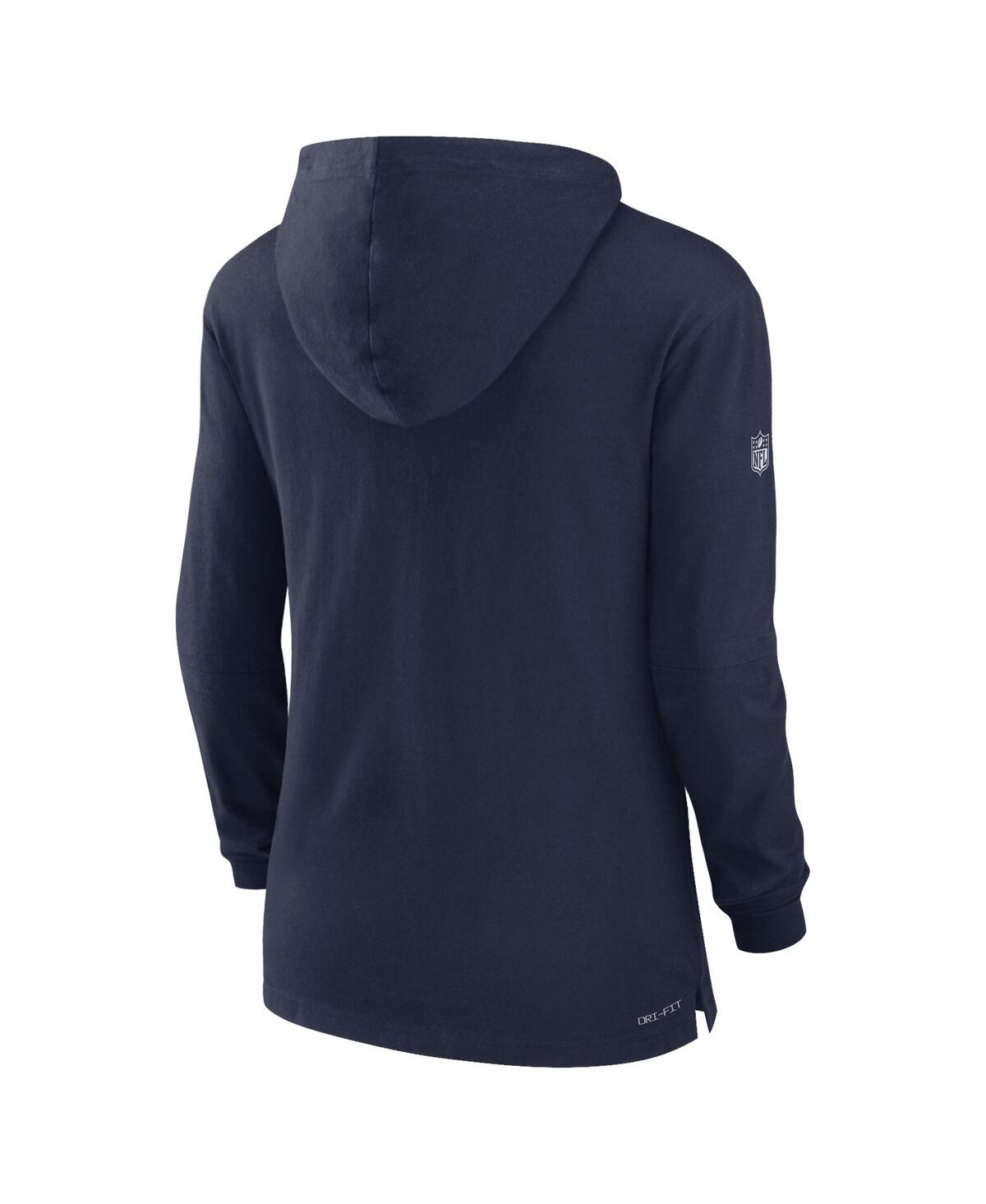 Nike Women's Navy New England Patriots Sideline Performance Long Sleeve Hoodie T-shirt In Navy