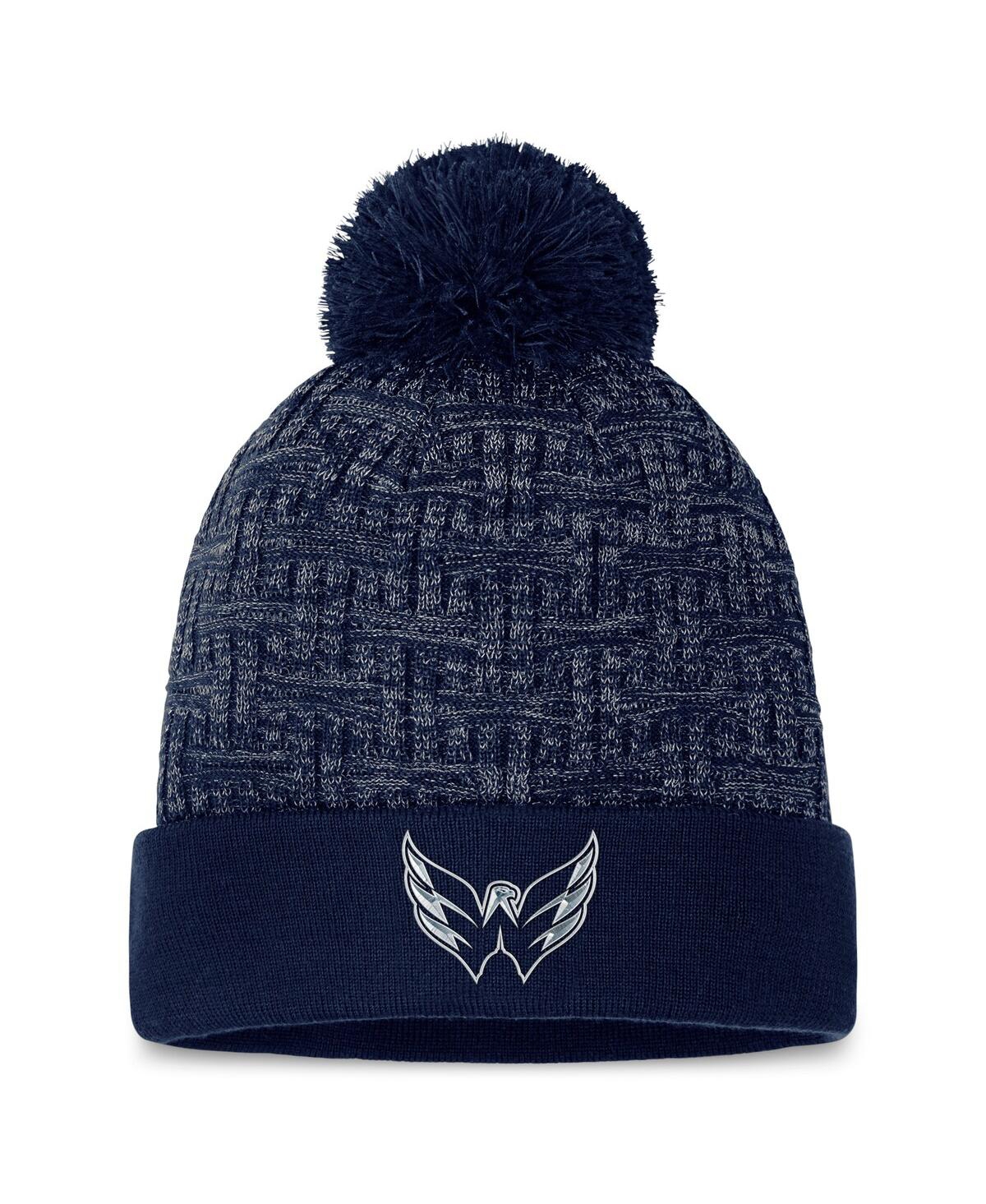 Fanatics Women's Navy Washington Capitals Authentic Pro Road Cuffed Knit Hat With Pom In Navy