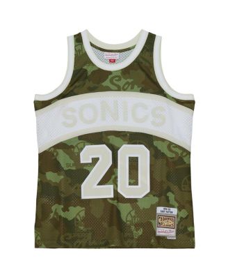 Men's Gary Payton Camo Seattle Supersonics Hardwood Classics 1984/85 Ghost Green Swingman Jersey