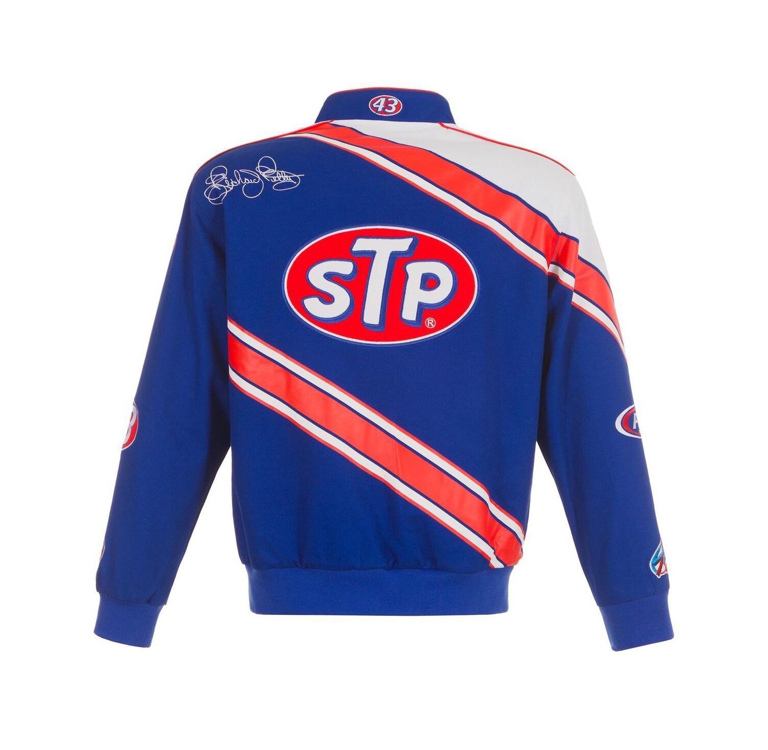 Men's Blue/White Richard Petty STP Full-Snap Twill Uniform Jacket