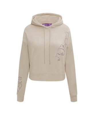 Women's Tan Lilo and Stitch Nose Kiss Cropped Pullover Hoodie