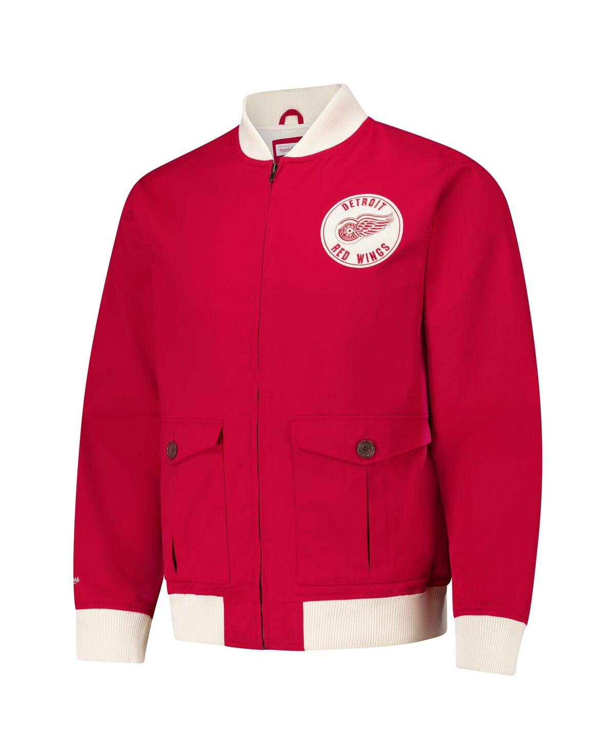 Mitchell & Ness Men's Red Detroit Red Wings Vintage Coaches Cotton Twill Full-zip Jacket In Gold
