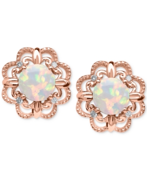 image of Opal (5/8 ct. t.w.) and Diamond Accent Earrings in 14k Rose Gold