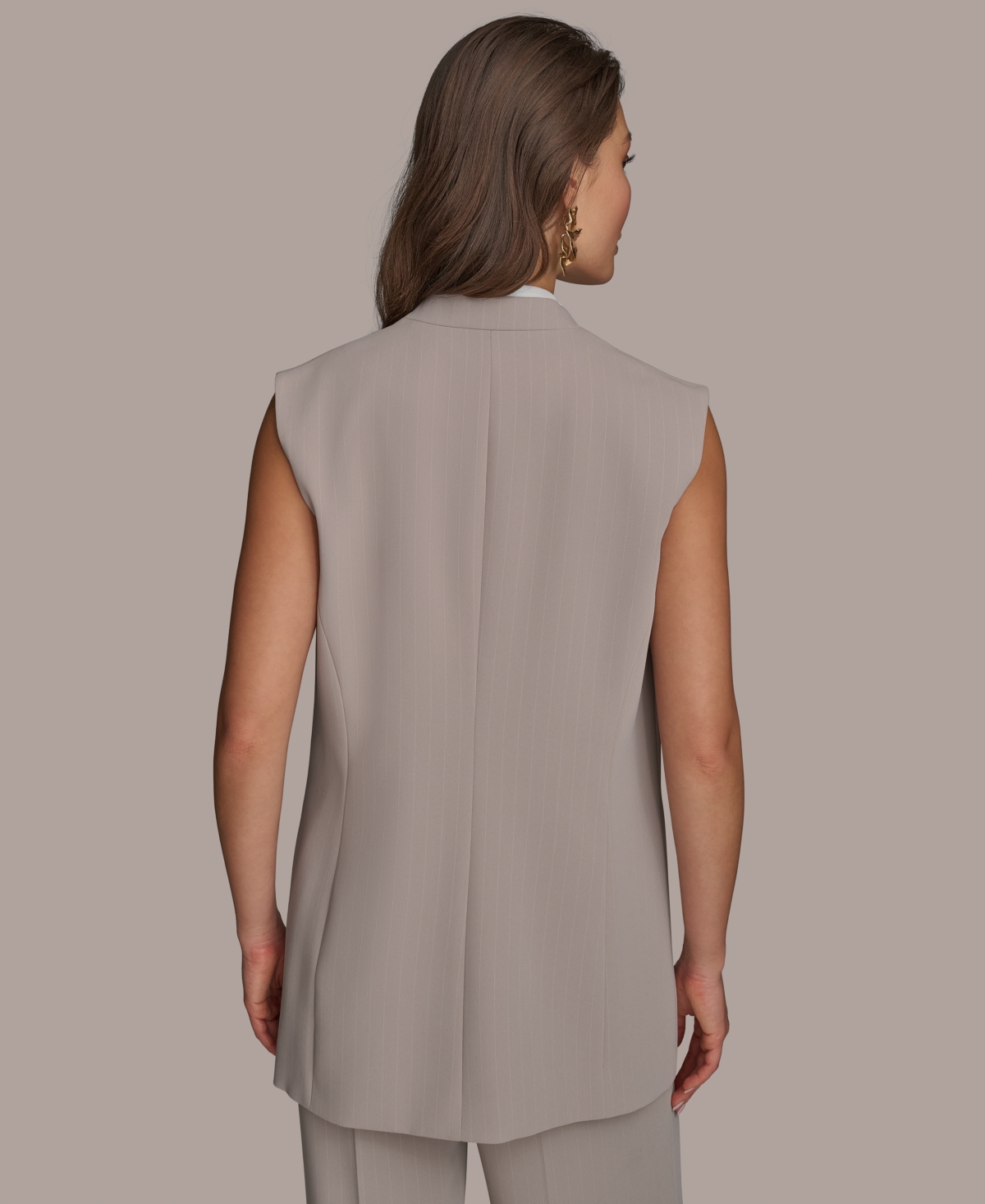 Donna Karan Women's Pinstripe Vest, Regular & Petite Sizes In Cobblestone,cream