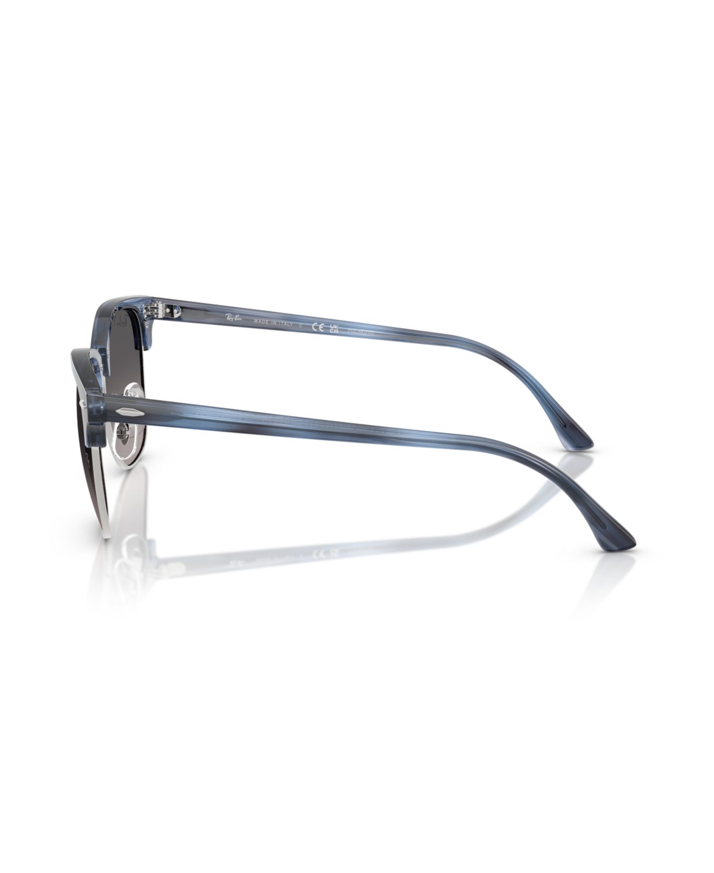 Солнцезащитные очки Ray-Ban Unisex Clubmaster Polarized Sunglasses, RB3016, цвет: Полосатый синий серебряный — фото 4