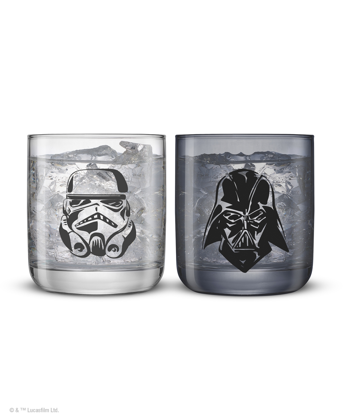 JOYJOLT STAR WARS DARK SIDE MONOCHROME SHORT DRINKING GLASSES, SET OF 2 
