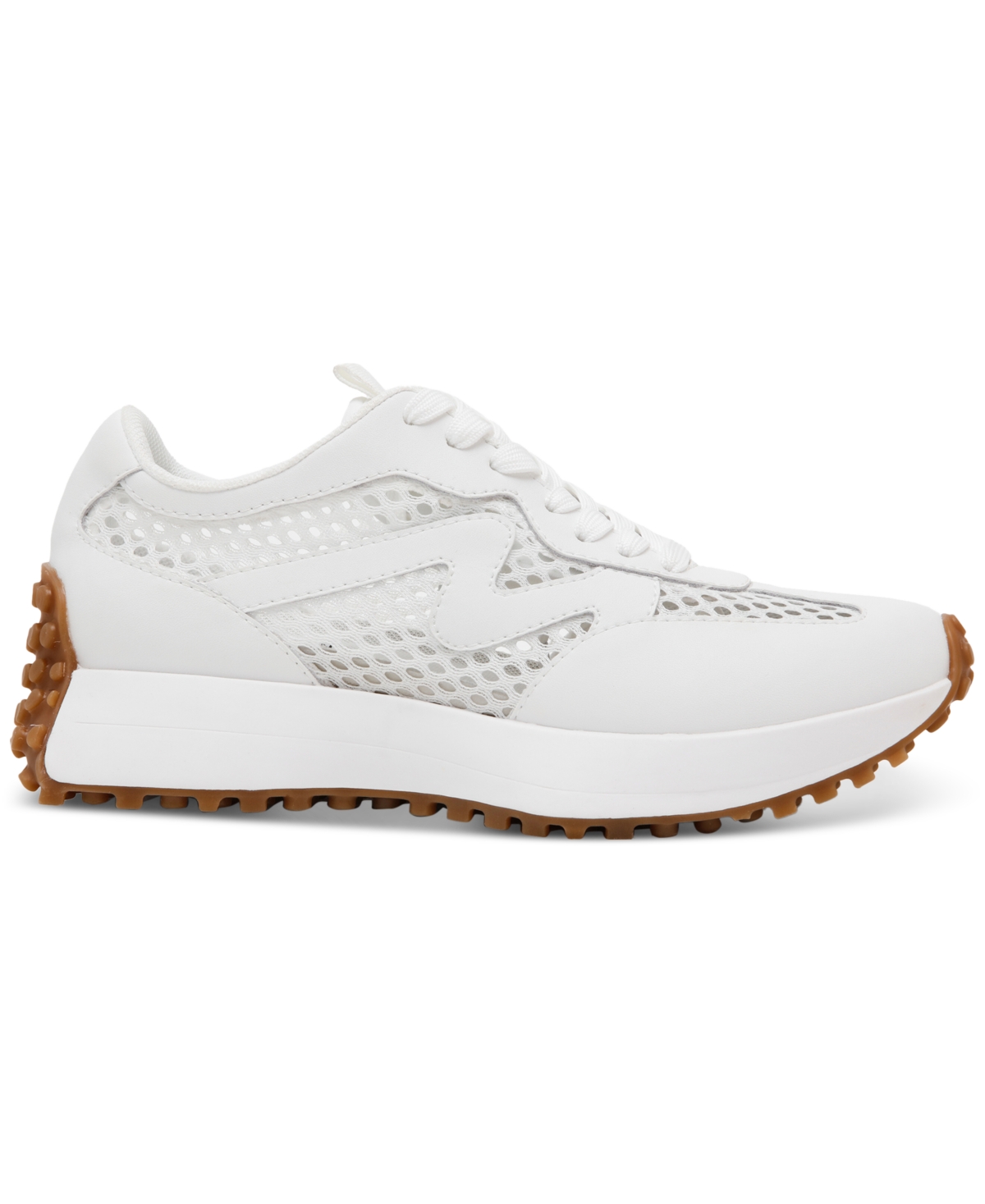 Shop Steve Madden Women's Campo Retro Lace-up Jogger Sneakers In White Mesh