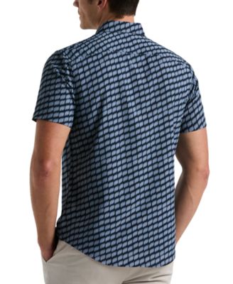 Men's Slim Fit Hash Mark Short Sleeve Button-Front Shirt