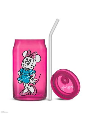 Disney Mickey Mouse Friends Color Sketch Tumbler Glasses with Lids, Set of 4