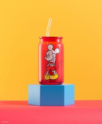 Disney Mickey Mouse Friends Color Sketch Tumbler Glasses with Lids, Set of 4