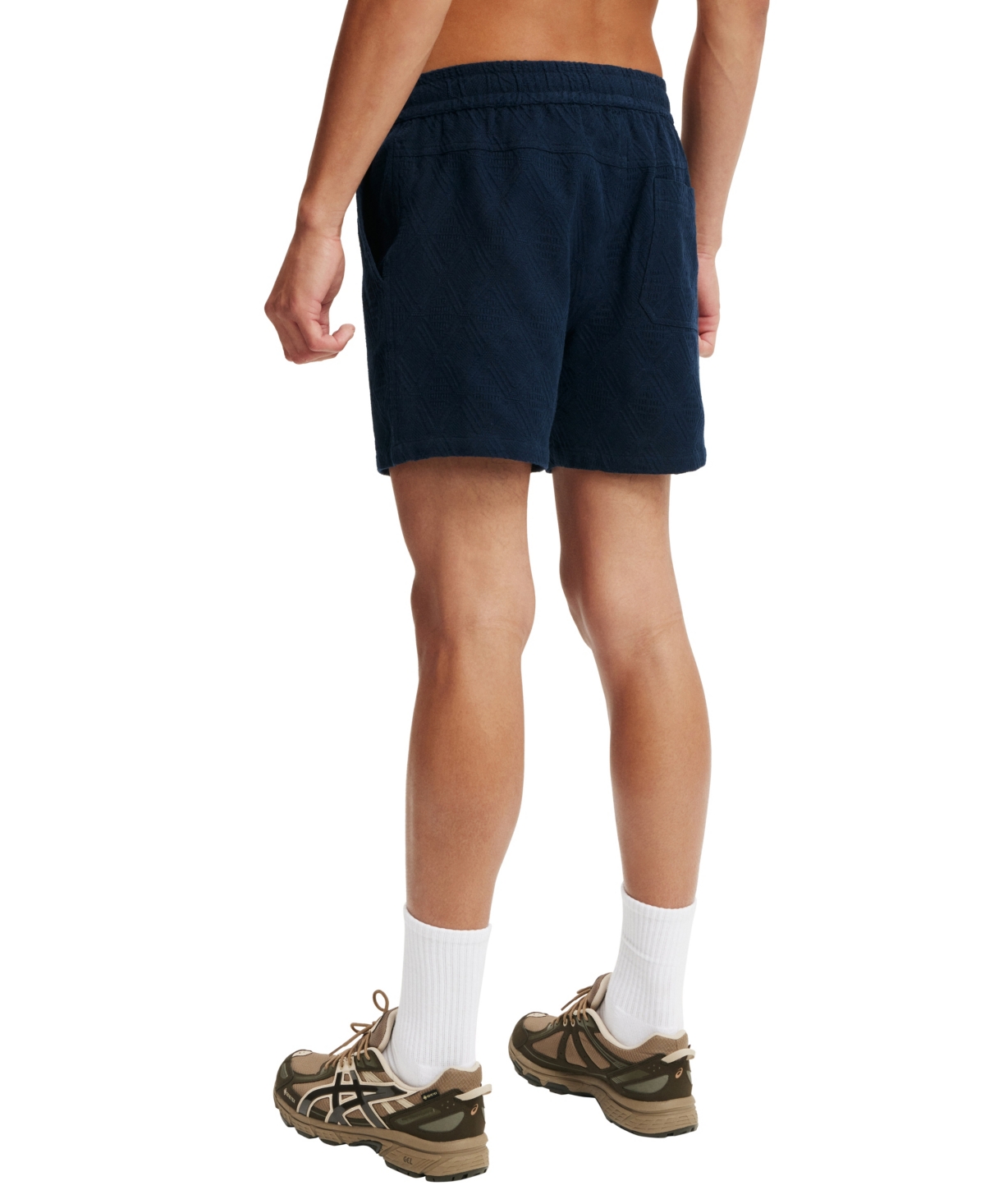 Cotton On Elevated Easy Short In True Navy Diamond Grid Knit