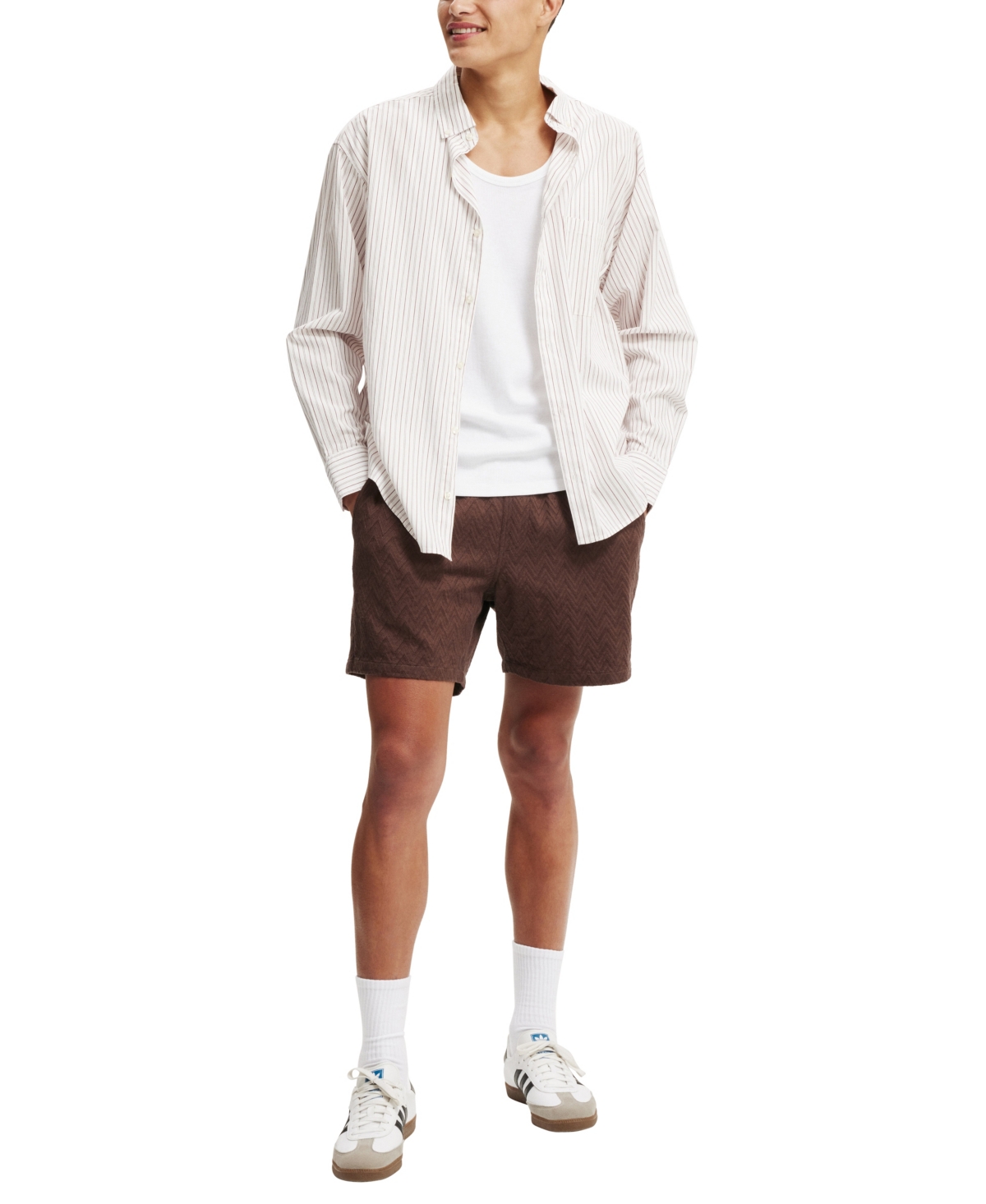 Shop Cotton On Men's Elevated Easy Short In Chocolate Zig Zag Knit