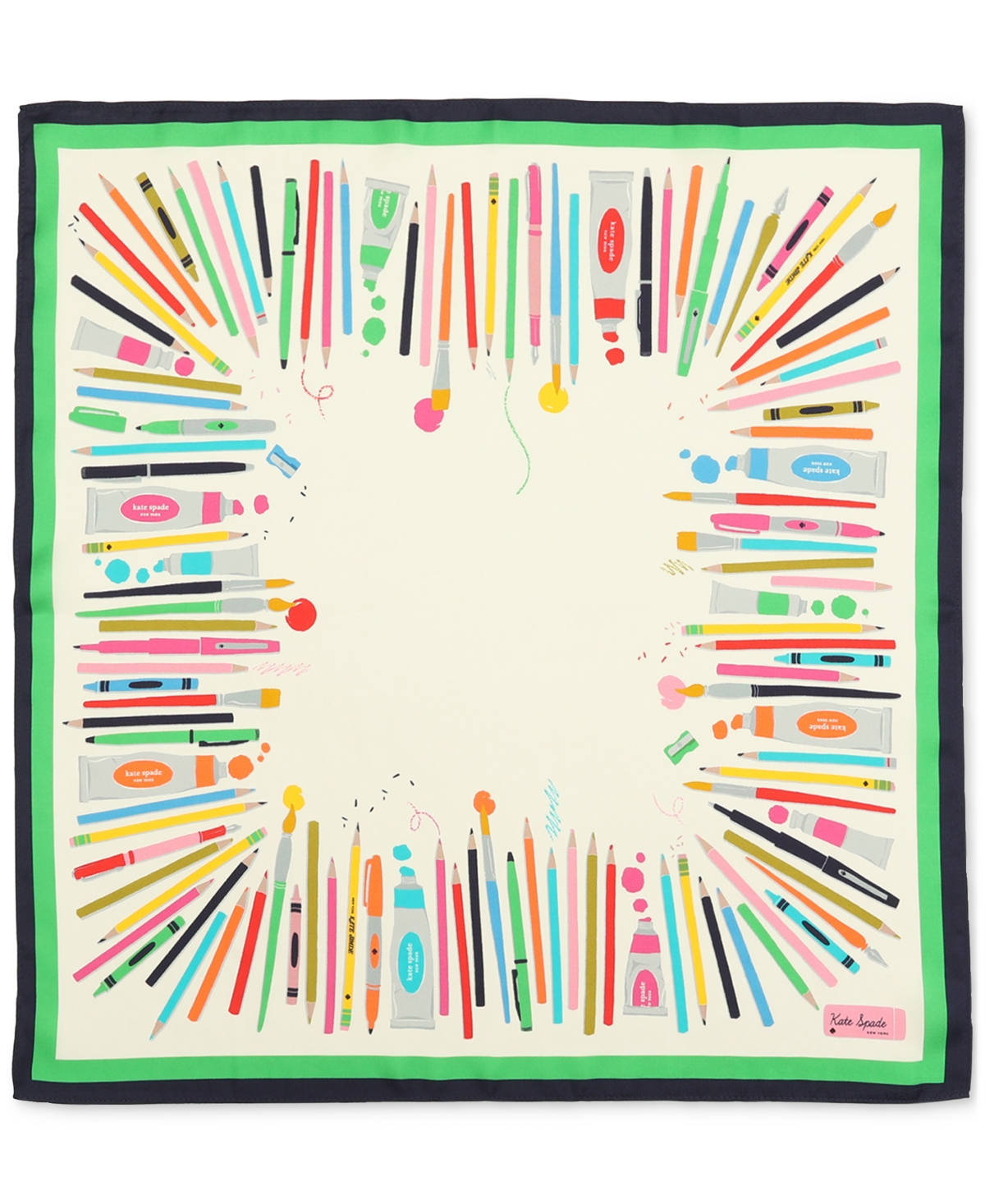 Art Supplies Silk Bandana Scarf - Cream
