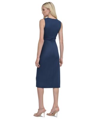 navy blue dress for baby girl Dkny Women's Sweetheart-Neck Velvet Midi Dress - Black main image 1