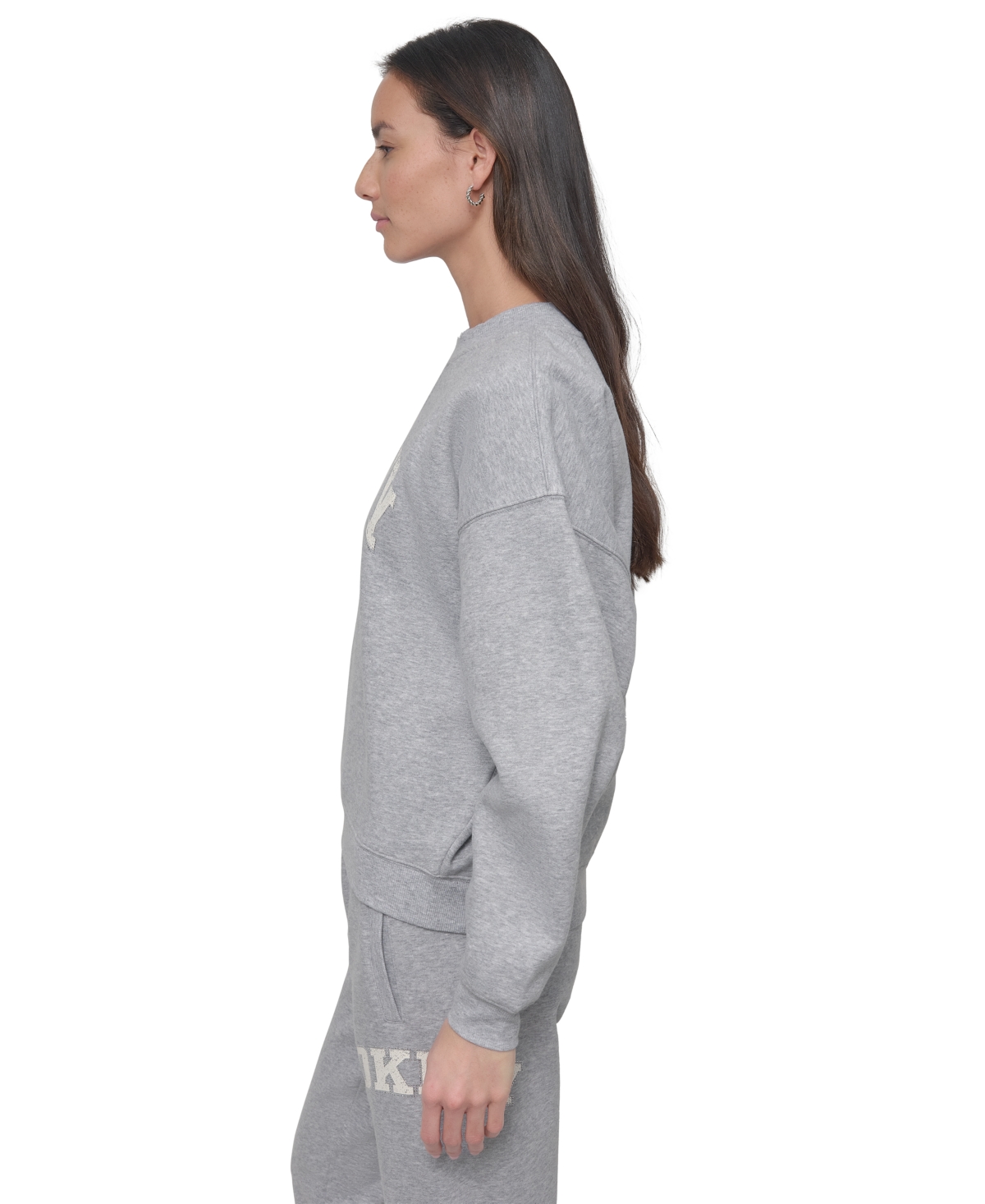 Dkny Sport Women's Rhinestone Logo Relaxed Joggers In Pearl Grey Heather