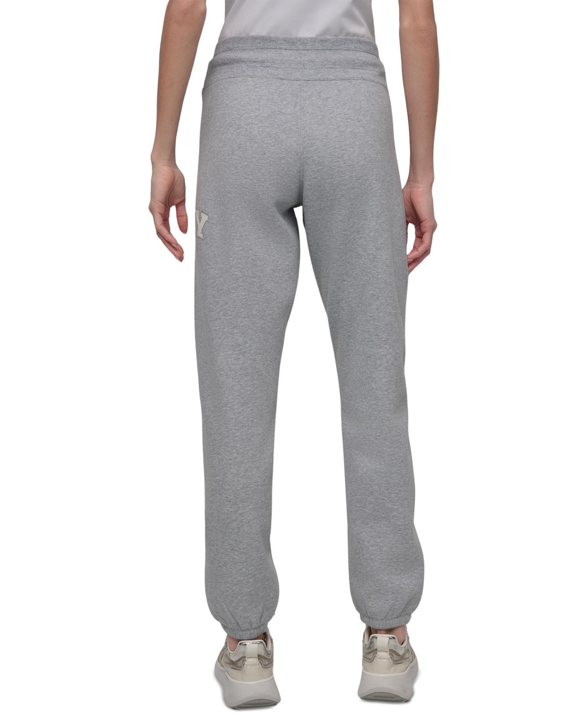 Dkny Sport Women's Rhinestone Logo Relaxed Joggers In Pearl Grey Heather
