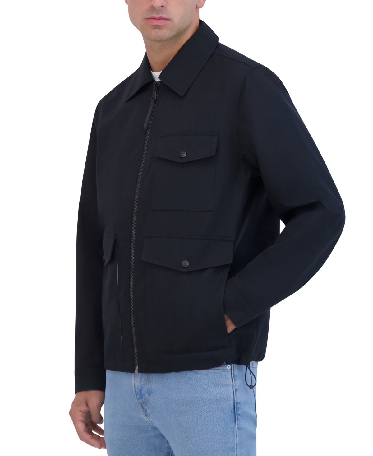 Robert Graham Men's Lightweight Textured Poly Utility Jacket In Black