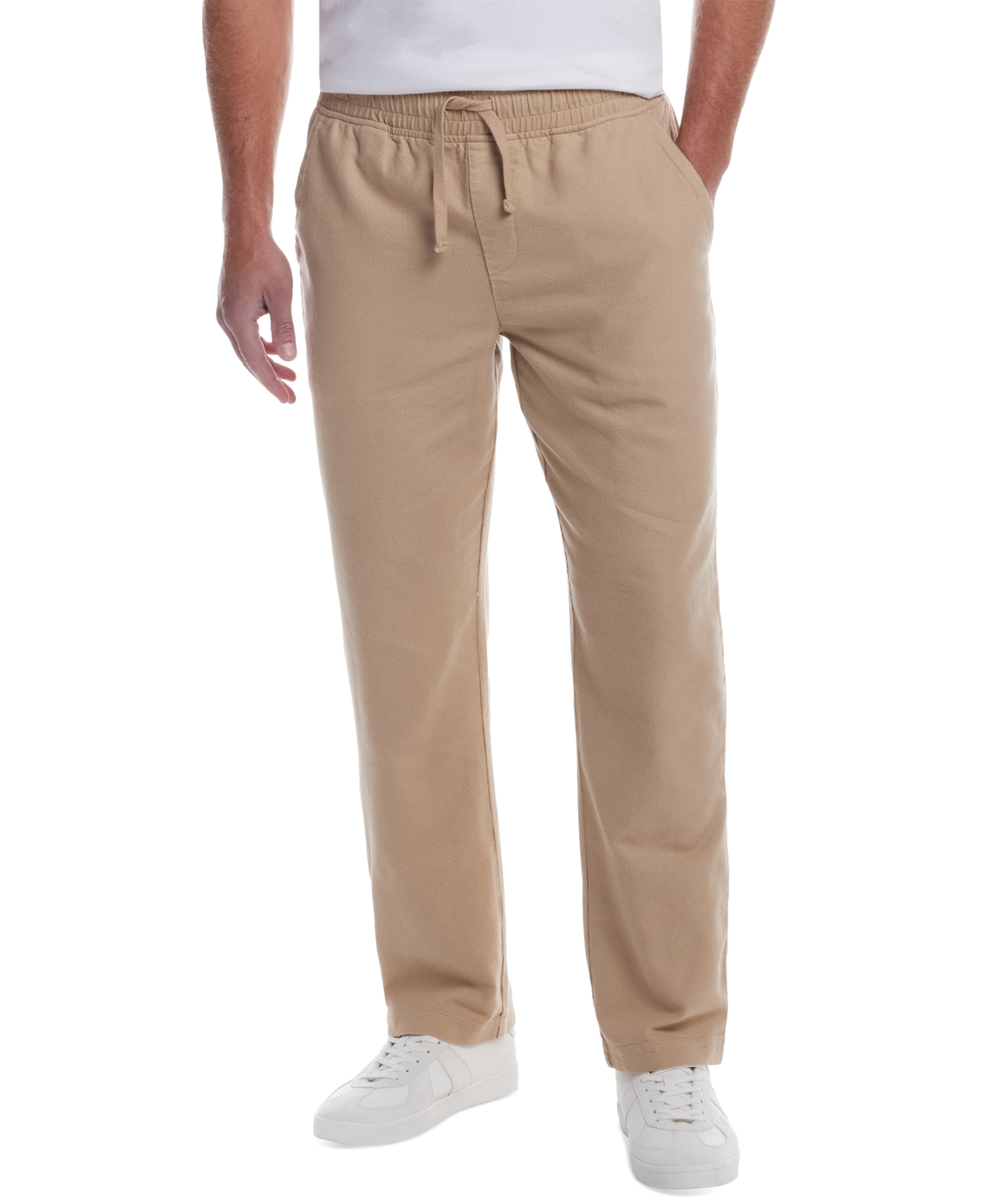 Men's Regular-Fit Linen Blend Drawstring Pants - White